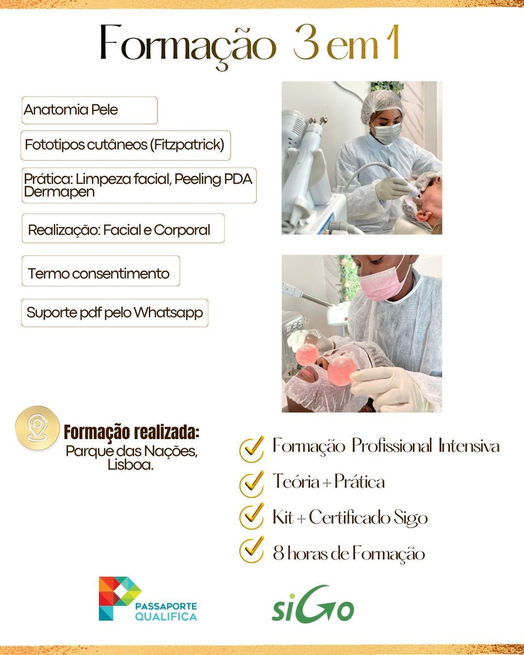 FORMAÇÃO PROFISSIONAL 3 EM 1: DERMAPEN, PEELING PDA, LIMPEZA FACIAL COMPLETA